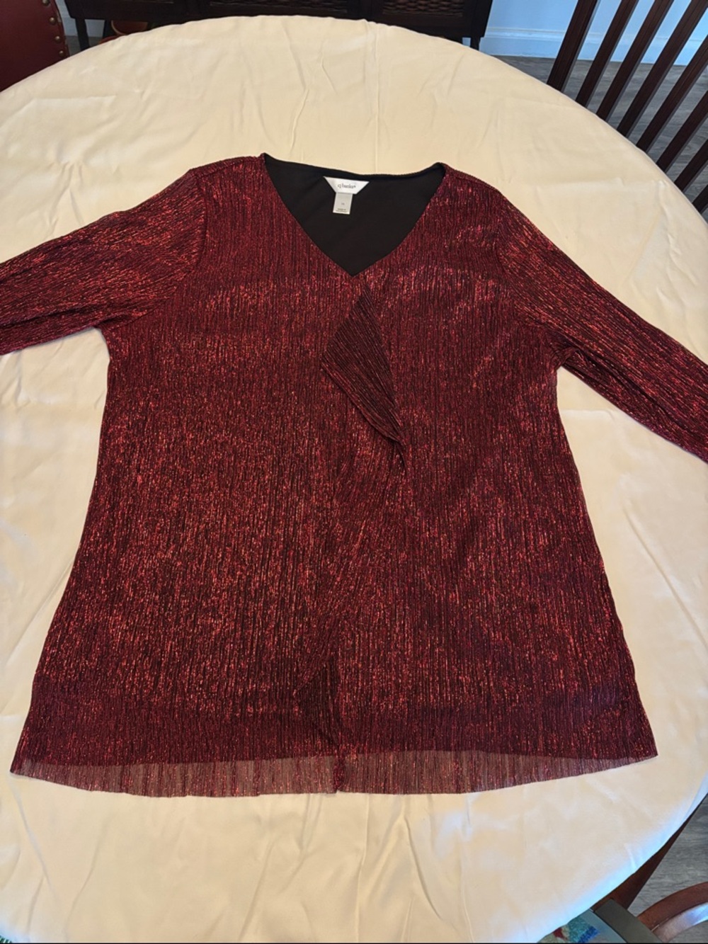 Cj banks Metallic Red V-Neck Tunic